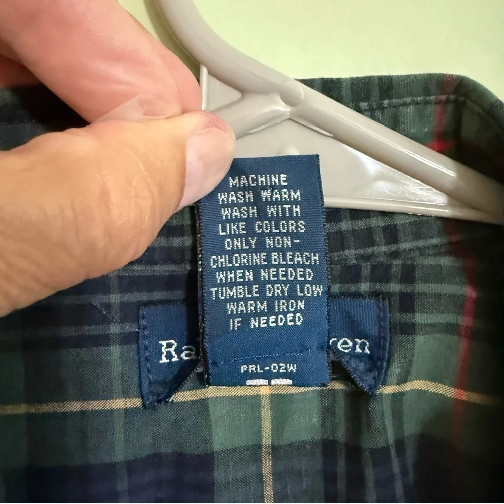 Ralph Lauren boys Plaid dress Shirt - Green and Blue cotton size‎ medium 12-14